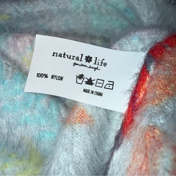 Natural Life Cashmere Like Mock Neck Sweater Charcoal Pink Poppy Size Medium - Picture 10 of 11